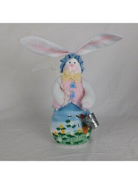 Easter Bunny Rabbit Weighted Ceramic Face Bucket Net 17" Tall Joelson Industries